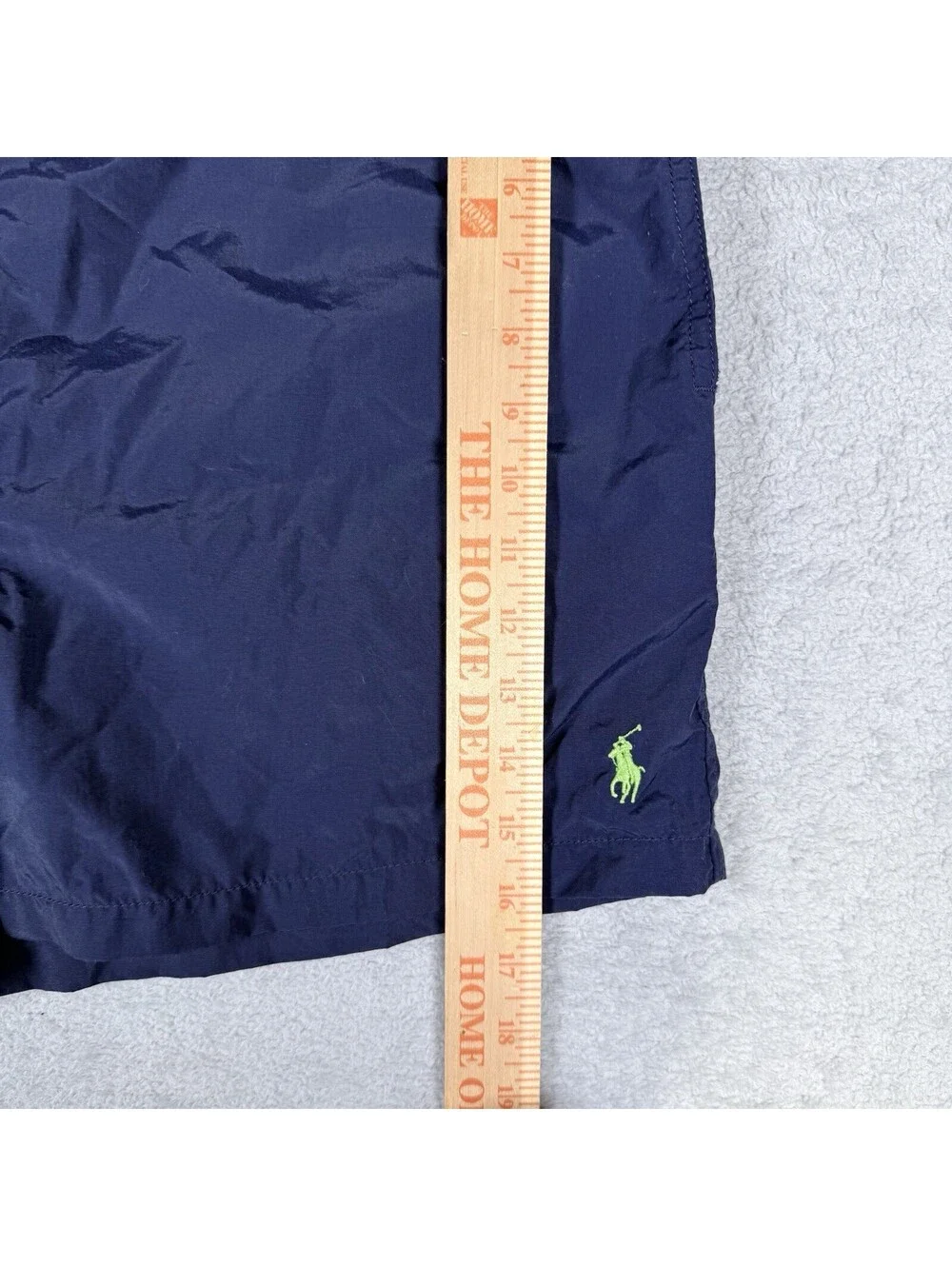 Polo Ralph Lauren Swim Trunks Mens Medium Navy Blue Yellow Pony Mesh Lined